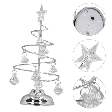 СЕРЕБРЯНАЯ РОЖДЕСТВЕНСКАЯ ЕЛКА ХРУСТАЛЬНАЯ СВЕТОДИОДНАЯ ЛАМПА УКРАШЕНИЕ