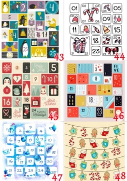 РОЖДЕСТВЕНСКИЕ НАКЛЕЙКИ АДВЕНТ-КАЛЕНДАРЬ 10х10 узор