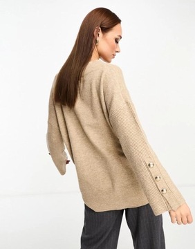 RIVER ISLAND LUŹNY SWETER VNECK ROZCIĘCIA OZDOBE GUZIKI GTH NG7__M