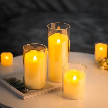 СВЕЧА СВЕТОДИОДНАЯ НА АККУМУЛЯТОРАХ С ЭФФЕКТОМ ПЛАМЕНИ в корпусе (комплект из 3 шт.)