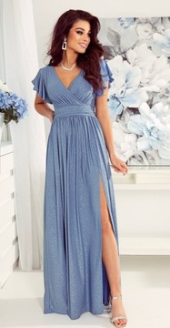 PIĘKNA WIECZOROWA SUKIENKA BROKATOWA Z MARSZCZENIAMI WESELE JEANS r. 44