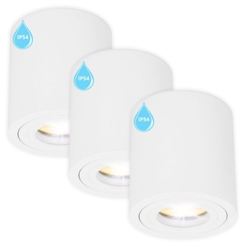 3x Oprawa Halogenowa Tuba LED GU10 do ŁAZIENKI Biała WODOODPORNA okrągła