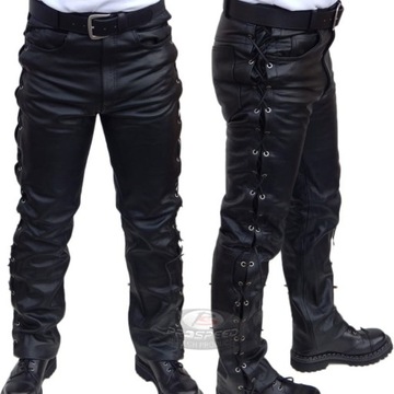 Мотоциклетные кожаные брюки с завязками 34, талия 86 см