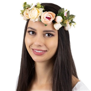 БОХО венок на голову, цветы, КРЕМОВАЯ свадьба, ПИОНЫ