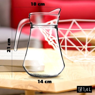 СТЕКЛЯННЫЙ КУВШИН ГРАФИН ДЛЯ ВОДЫ СОК ЛИМОНАД ДЛЯ ВОДНЫХ НАПИТКОВ 1,4л