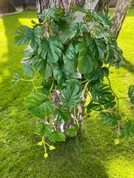 Sztuczne Kwiaty MONSTERA Girlanda Kwiatowa Biała Zwisające Sztuczny Bluszcz