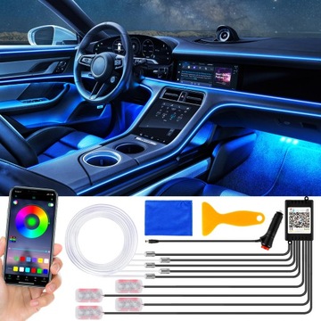 6m ŚWIATŁOWÓD EL WIRE LED RGB AMBIENT PILOT APP + 4 footlights