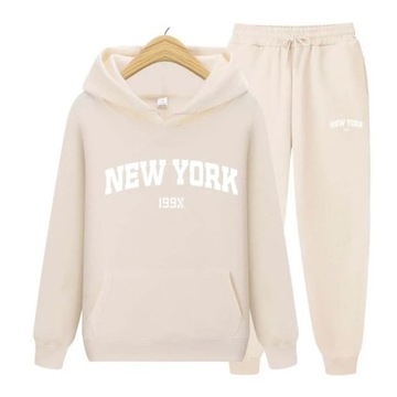 Zestaw komplet dresowy męski DŁUGIE SPODNIE BLUZA Z KAPTUREM NEW YORK S