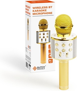 Złoty MIKROFON BEZPRZEWODOWY KARAOKE - BLUETOOTH GŁOŚNIK