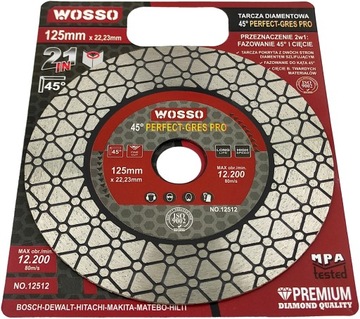 АЛМАЗНЫЙ диск 125 для РЕЗКИ под углом 45 градусов керамогранита PERFECT Gres PRO