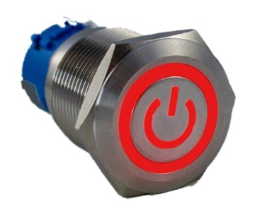 PRZYCISK BISTABILNY POWER SREBNY WANDALOODPORNY 250V 5A 19x38MM CZERWONY