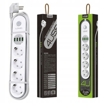 Удлинитель Ldnio SE4432 с зарядным устройством USB