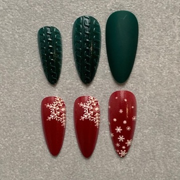 PAZNOKCIE SZTUCZNE TIPSY ŚWIĄTECZNE ZIMOWE 24SZT