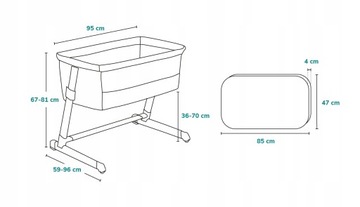 Боковая кровать TRAVEL на колесах 2в1 + ТОЛСТЫЙ МАТРАС Lionelo Theo