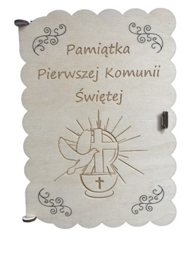 pudełko pamiątka pierwszej komunii świętej, drewno