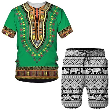 Komplet Męska dres T zestaw koszul Dashiki afryki
