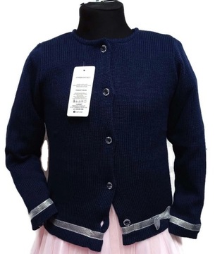 elegancki granatowy SWETER * srebrna kokardka 146