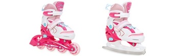 Роликовые коньки Фигурные коньки 2в1 Регулируемое колесо RAVEN Lia Pink 34-37 со светодиодной подсветкой