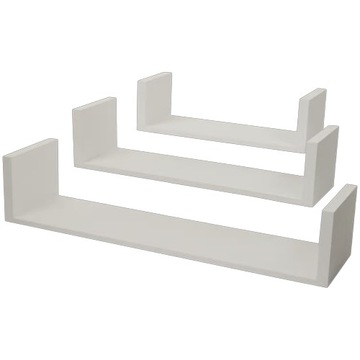 3X PÓŁKI ŚCIENNE MODUŁOWE BIAŁE 48/38/28cm WISZĄCE ZESTAW WZORNIK MOCOWAŃ