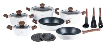 НАБОР ГОРШКОВ С ГРАНИТНЫМ ПОКРЫТИЕМ 15 ЭЛЕМЕНТОВ. ЗИЛЬНЕР БЕЛАЯ ЛИЛИЯ ZL-8515