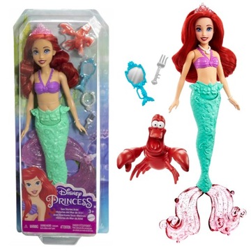 LALKA SYRENKA ARIELKA DISNEY KSIĘŻNICZKI + KRAB SEBASTIAN + AKCESORIA HLW35