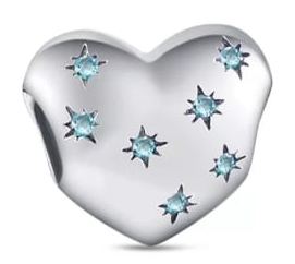 MD charms serce niebieskie kamyki kamienie | S925