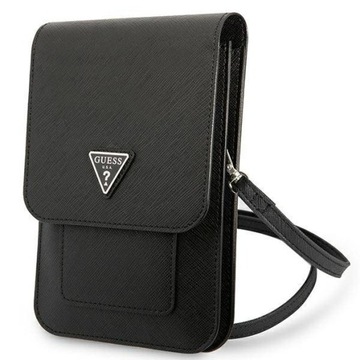 Guess portfel GUWBSATMBK czarny Wallet Saffiano Triangle