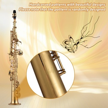 Прямые ударные саксофон-сопрано, медный саксофон Bb B, золото