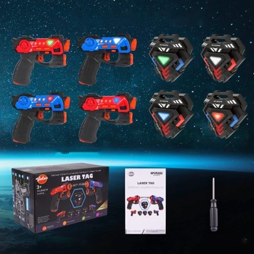ПЕЙНТБОЛ ЛАЗЕРТАГ ЛАЗЕРНЫЙ ПИСТОЛЕТ 4 РЕЖИМА НАБОР × 4 ПОДАРКА + 4 МИШЕНИ
