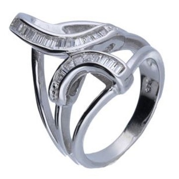 Srebrny szeroki pierścionek 925 nowoczesny z cyrkoniami r15 na prezent