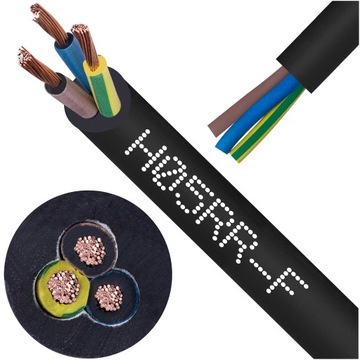 Przewód gumowy OWżo, OW, oponowy, H05RR-F 3x4mm Elektrokabel 1 metr