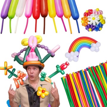 BALONY DO MODELOWANIA SKRĘCANIA DŁUGIE RURKI KOLOROWE FESTYN 100 SZTUK