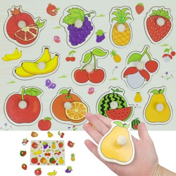 LT428 PUZZLE DREWNIANE UKŁADANKA MONTESSORI OWOCE