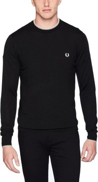 FRED PERRY MĘSKI SWETER FINE MERINO CREW NECK SWEATER K2502 CZARNY r. S