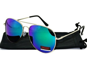 Pilotki okulary przeciwsłoneczne FILTRY UV lustrzanki AVIATOR metalowe