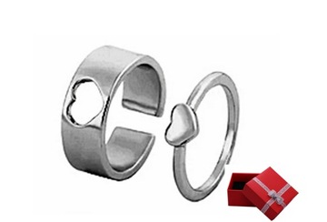 PIERŚCIONEK SERCE BFF 2 SZT PUDEŁKO PREZENT HEART