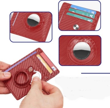 КРАСНЫЙ БУМАЖНИК ИЗ ЭКО КОЖИ CARBON SLIM RFID AirTag