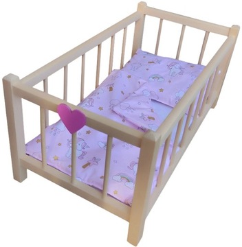 Деревянная КРОВАТЬ, КОЛЯНКА для кукол, ПОСТЕЛЬНОЕ ПРИНАДЛЕЖЕНИЕ - НОВИНКА