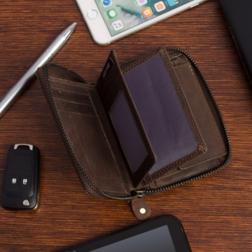 Вертикальный кожаный кошелек RFiD, большой, на молнии Beltimore