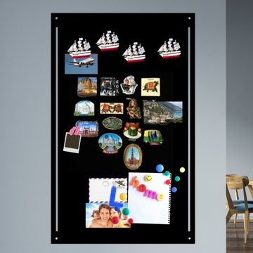 TABLICA NA MAGNESY Metalowa na Ścianę Loft Przykręcana Czarna z paskami