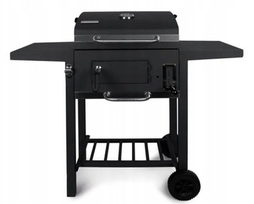 PROFESJONALNY GRILL OGRODOWY WĘGLOWY + PÓŁKI + POPIELNIK + POKRYWA + RUSZT