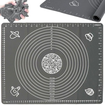 DUŻA STOLNICA SILIKONOWA MATA KUCHENNA ANTYPOŚLIZGOWA Z MIARKĄ + WAŁEK