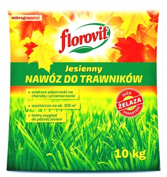 Nawóz jesienny do trawników granulat 10kg piękny trawnik+ Fe Florovit