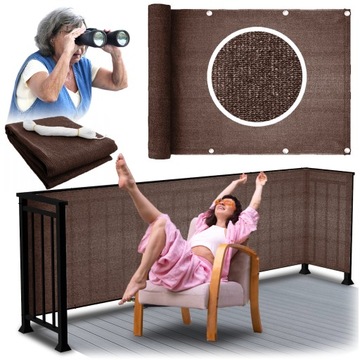 Osłona na taras płot ogrodzenie siatka balkon mata cieniująca brązowa 1×5 m