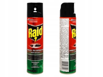 RAID SPRAY EUKALIPTUS AEROZOL ZABIJA OWADY BIEGAJĄCE KARALUCHY 400ML
