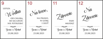 Zawieszki na Wódkę Weselną złote lustrzane - 4 sztuki w 1 komplecie