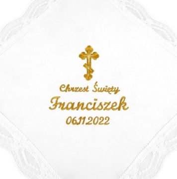 CHRZCZONKA PRAWOSŁAWNA Z KRZYŻEM, IMIĘ DATA CHRZTU KOLORY HAFTÓW DO WYBORU