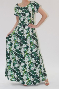 Maxi sukienka w kwiaty liście-wesele r.40 (34- 54