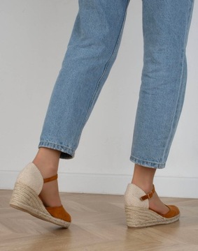 8093 CAMEL SANDAŁY ESPADRYLE NA KOTURNIE 38