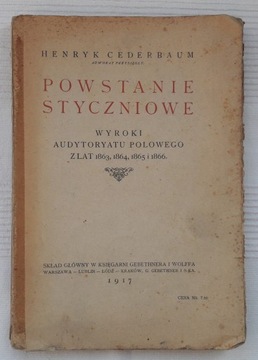 CEDERBAUM Henryk Powstanie styczniowe. 1917
